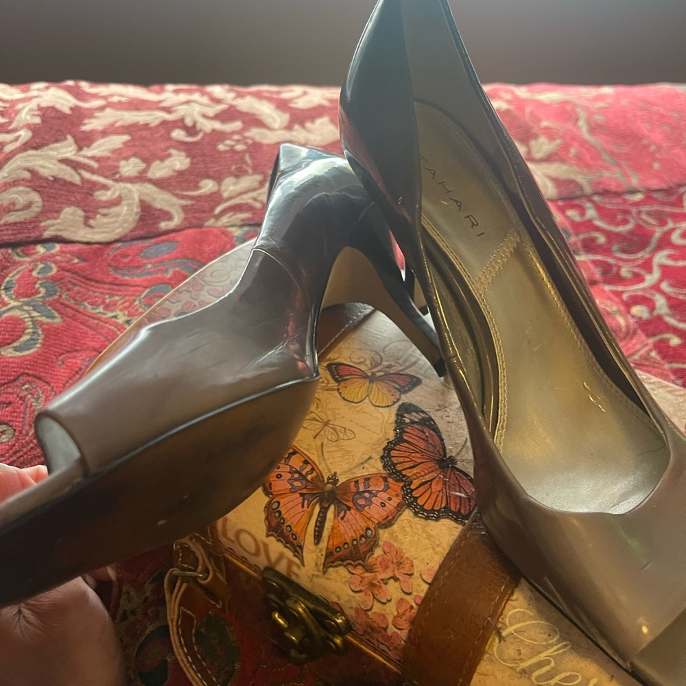 TAHARI open toe Riddle Gray Ombré High Heel Shoes Sz 9M